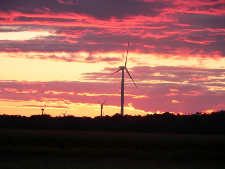 Wind Turbines ar Sunset