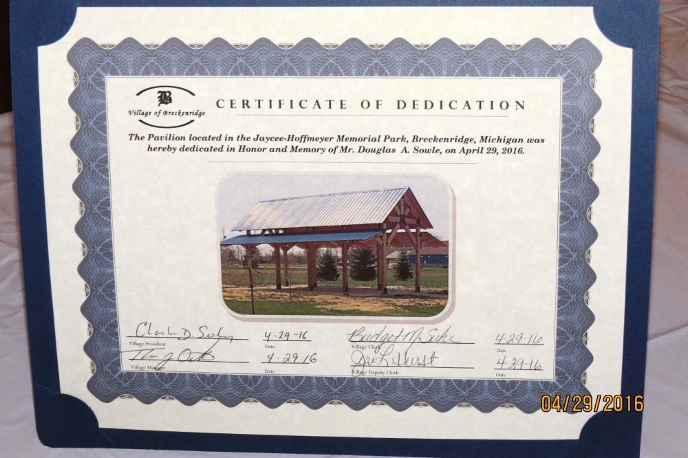 Arbor Day Certificate of Dedication